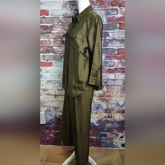 Ralph Lauren Silk Shantung Shirt/Pants Set - Picture 4 of 13